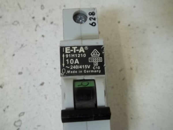 LOT OF 2 E-T-A 91H1210 CIRCUIT BREAKER 10A UNMP