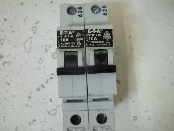 LOT OF 2 E-T-A 91H1210 CIRCUIT BREAKER 10A UNMP