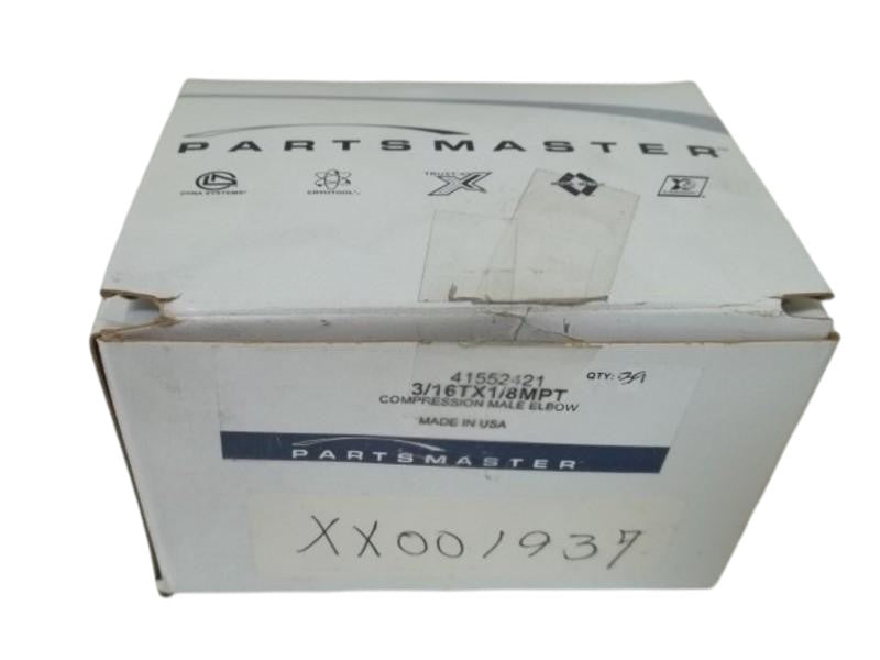 LOT OF 39 PARTSMASTER 41552421 3/16TX1/8MPT COMPRESSION MALE ELBOWNSMP
