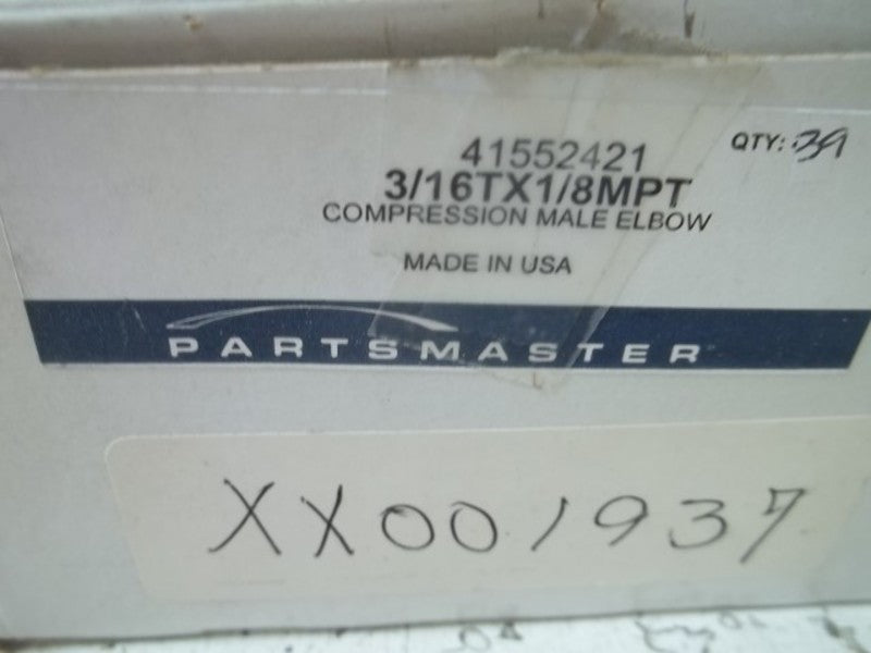 LOT OF 39 PARTSMASTER 41552421 3/16TX1/8MPT COMPRESSION MALE ELBOWNSMP