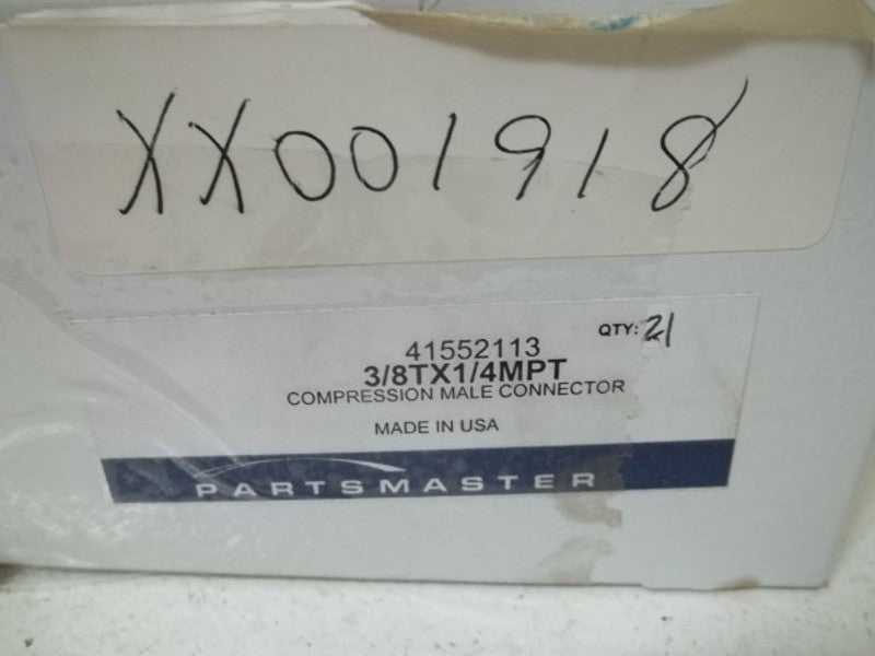 LOT OF 21 PARTSMASTER 41552113 3/8TX1/4MPT COMPRESSION MALE CONN.NSMP