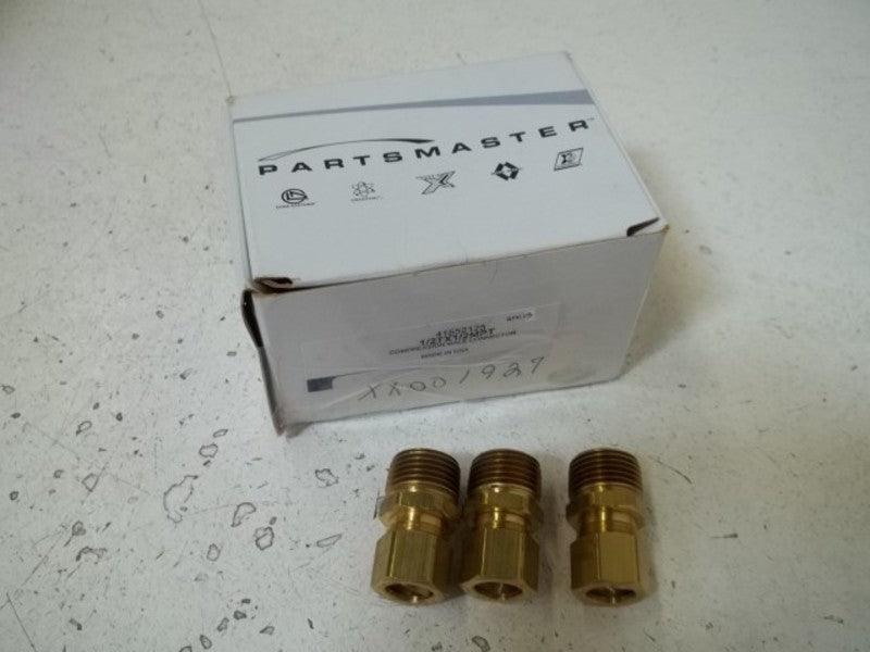 LOT OF 3 PARTSMASTER 41552125 1/2TX1/2MPT COMPRESSION MALE CONNECTORNSMP