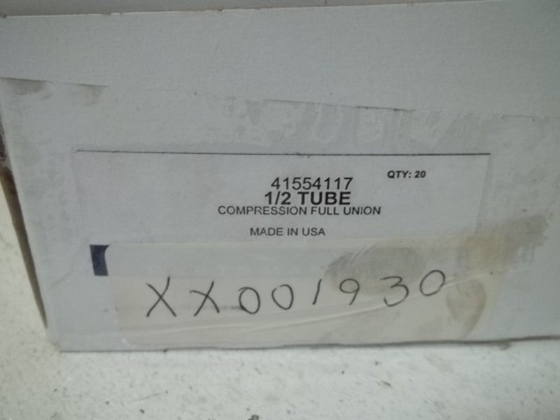 LOT OF 20 PARTSMASTER 41554117 1/2 TUBE COMPRESSION FULL UNIONNSMP
