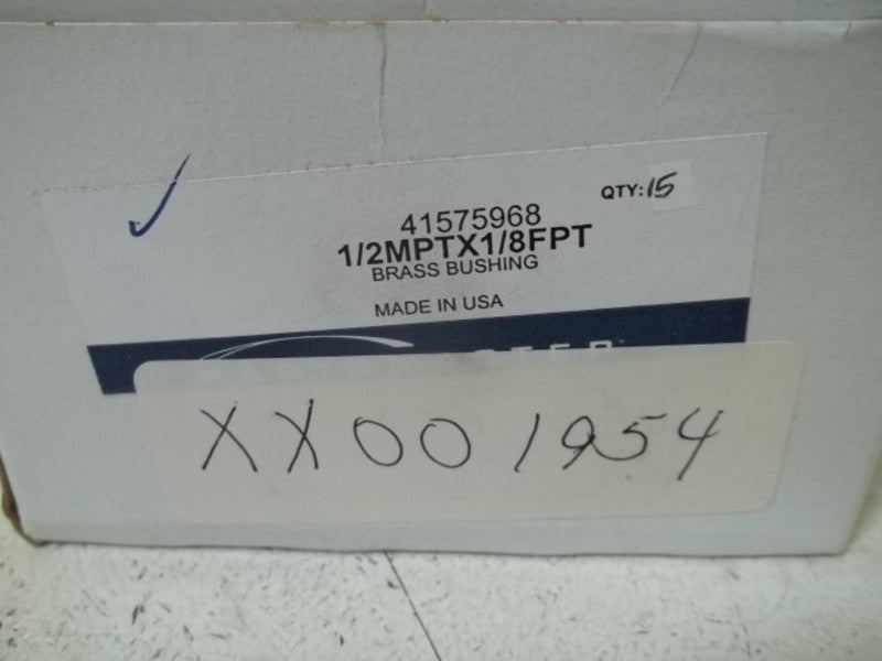 LOT OF 15 PARTSMASTER 41575968 1/2MPTX18FPT BRASS BUSHINGNSMP