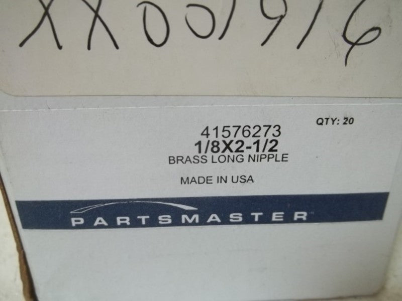 LOT OF 20 PARTSMASTER 41576273 1/8X2-1/2 BRASS LONG NIPPLENSMP