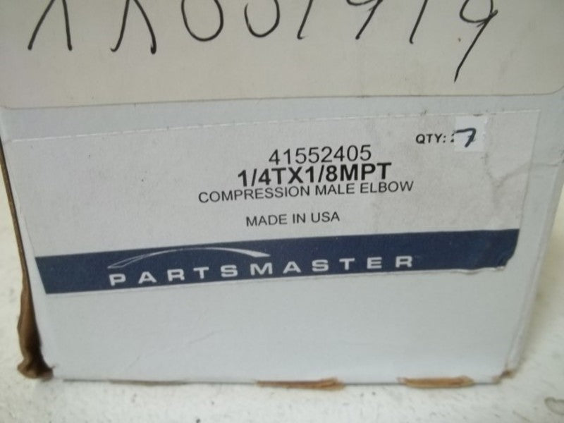 LOT OF 7 PARTSMASTER 41552405 1/4TX1/8MPT COMPRESSION MALE ELBOWNSMP