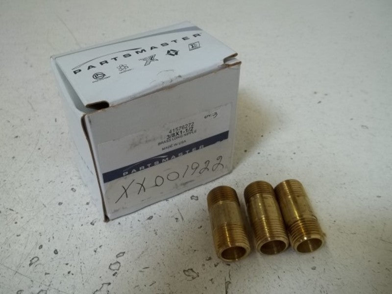 LOT OF 3 PARTSMASTER 41576272 3/8X1-1/2 BRASS LONG  NIPPLENSMP