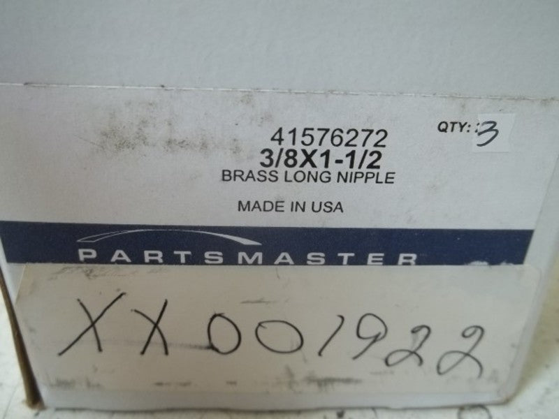 LOT OF 3 PARTSMASTER 41576272 3/8X1-1/2 BRASS LONG  NIPPLENSMP