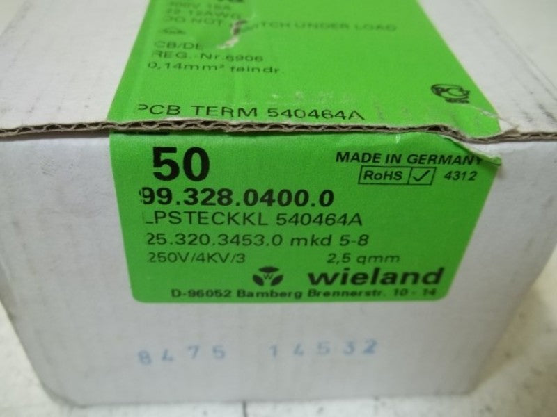LOT OF 50 WIELAND 99.328.0400.0 TERMINAL STRIP NSMP