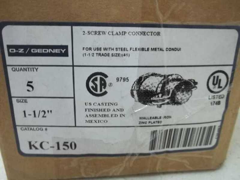 LOT OF 5 EGS KC-150 1-1/2" 2-SCREW CLAMP CONNECTOR NSMP