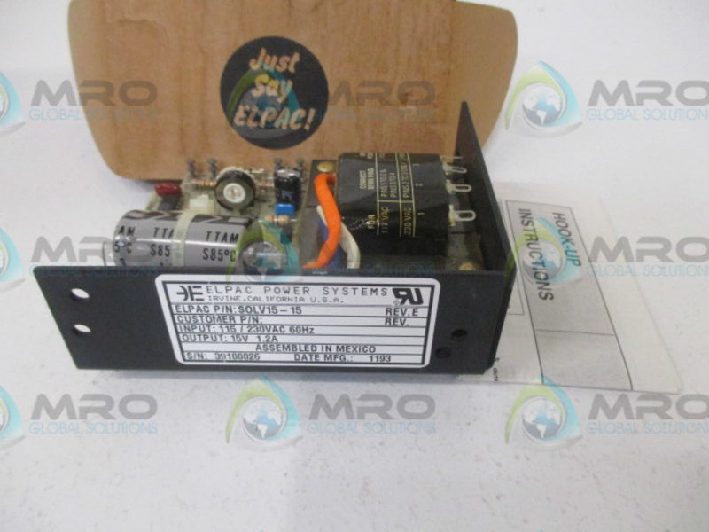 ELPAC SOLV15-15 POWER SUPPLY 15V  NSMP