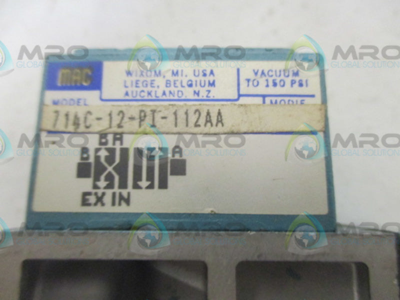 MAC 714C-12-PI-112AA SOLENOID VALVE (AS PICTURED)  UNMP