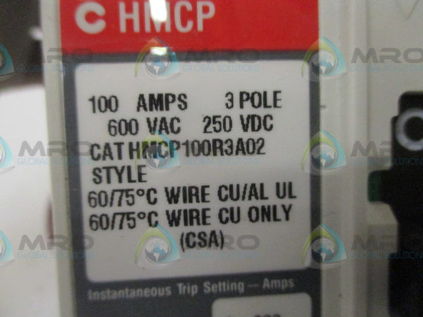 WESTINGHOUSE HMCP100R3A02 CIRCUIT BREAKER 100A  UNMP