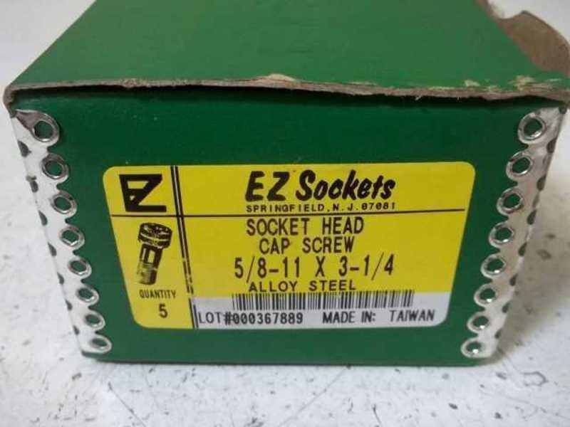 LOT OF 5 EZ SOCKETS 5/8-11X3-1/4 SOCKET HEAD CAP SCREW NSMP