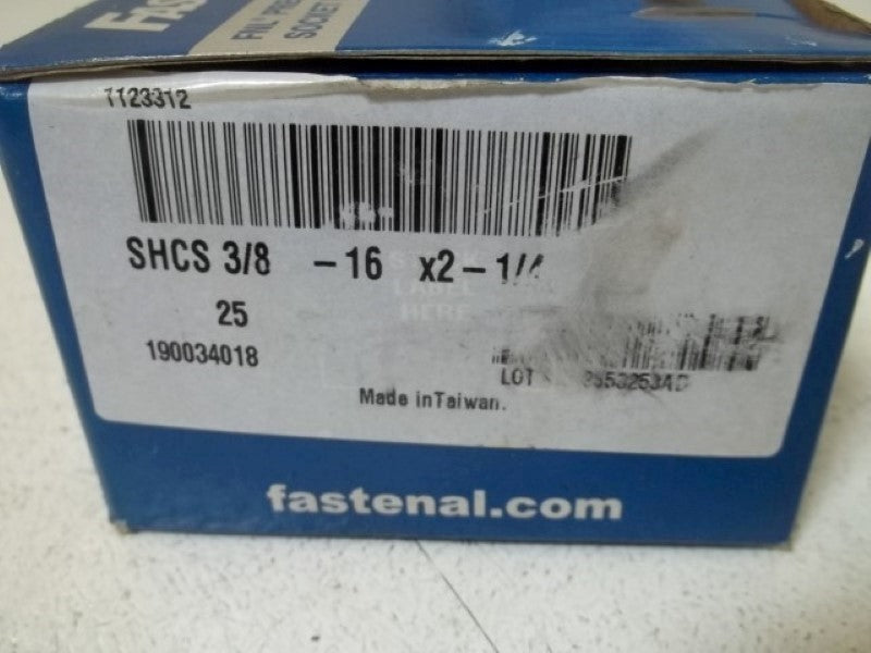LOT OF 25 FASTENAL SHCS3/8-16X2-1/4 SOCKET HEAD CAP SCREWS NSMP