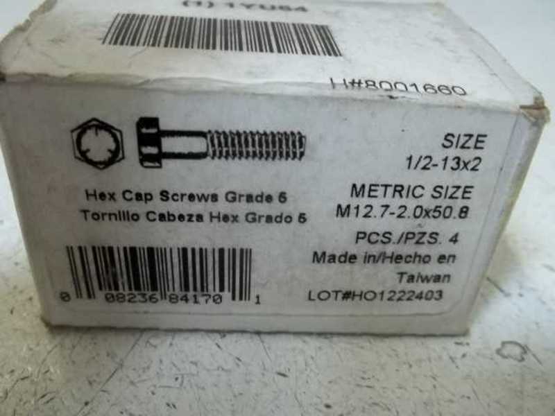 LOT OF 4 M12.7-2.0X50.8 HEX CAP SCREW GRADE 6 (1YU64)NSMP