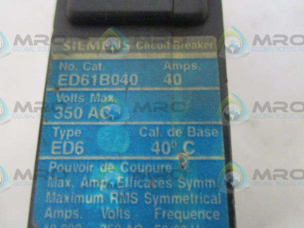 SIEMENS ED61B040 CIRCUIT BREAKER 40A  UNMP