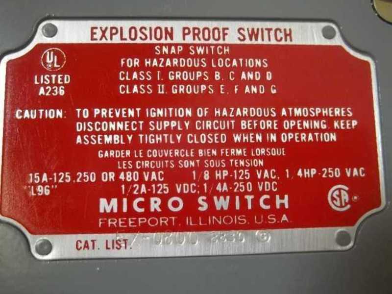 MICRO SWITCH EX-Q800 EXPLOSION PROOF LIMIT SWITCH (GREY)  NSMP
