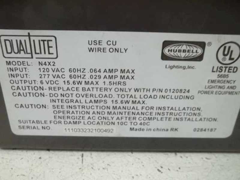 DUAL-LITE MODEL N4X2 CONTROL PANEL ENCLOSURE  UNMP
