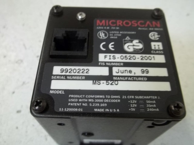 MICROSCAN FIS-0520-2001 MODEL MS-520 BARCODE SCANNER  NSMP