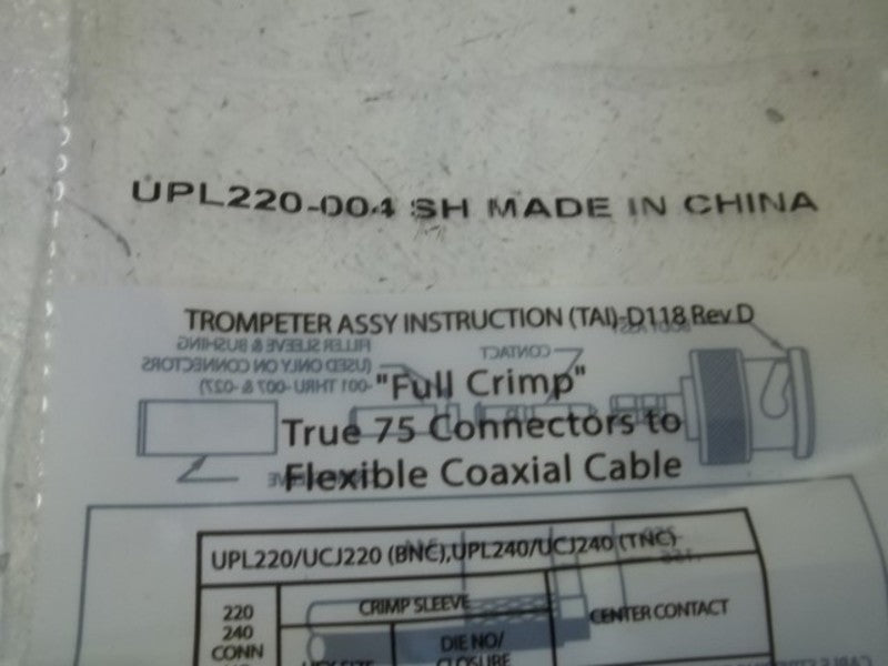 LOT OF 25 TROMPETER UPL220-004 FULL CRIMP NSNP IN A FACTORY BAG