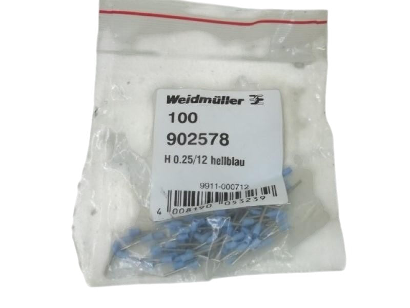 LOT OF 100 WEIDMULLER 902518 H0.25/12 HELLBLAU NSNP IN A BAG