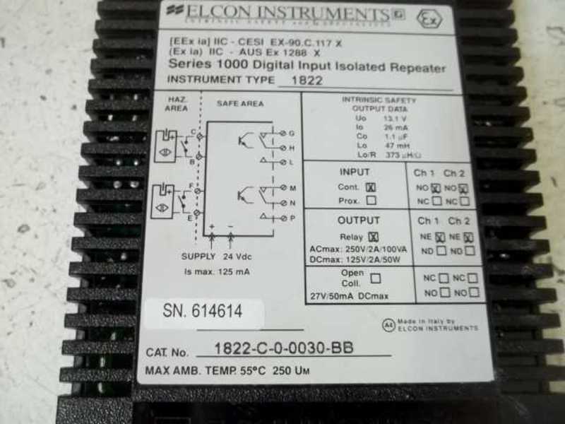 ELCON 1822-C-0-0030-BB SERIES 1000 DIGITAL INPUT ISOL.REPEATER  NSNP