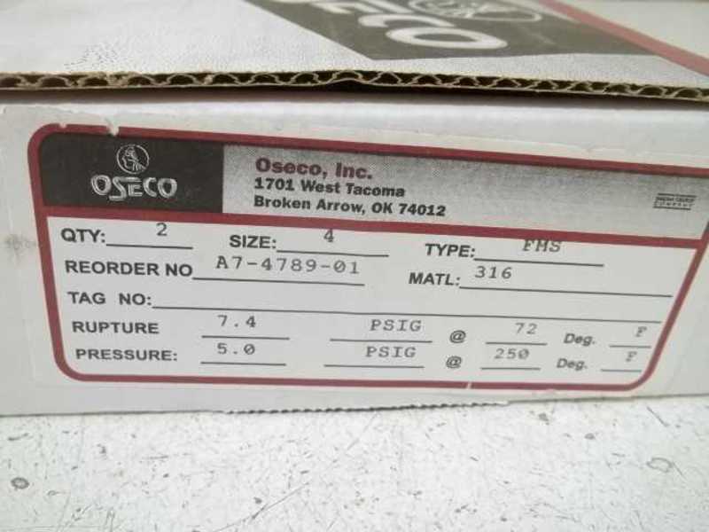 LOT OF 2 OSECO TYPE FMS SIZE:4" BURST PRESSURE NSMP
