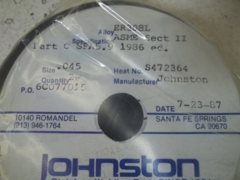 JOHNSTON ER308L STAINLESS STEEL WELDING  NSMP