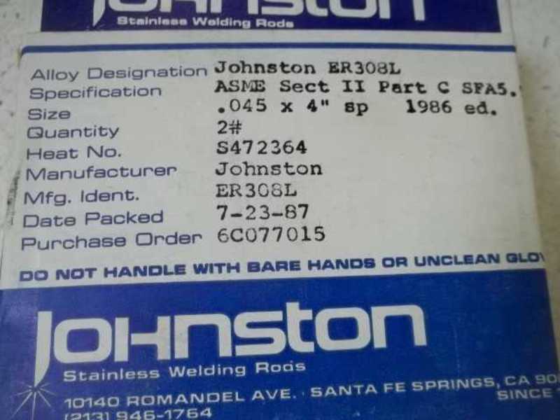 JOHNSTON ER308L STAINLESS STEEL WELDING  NSMP