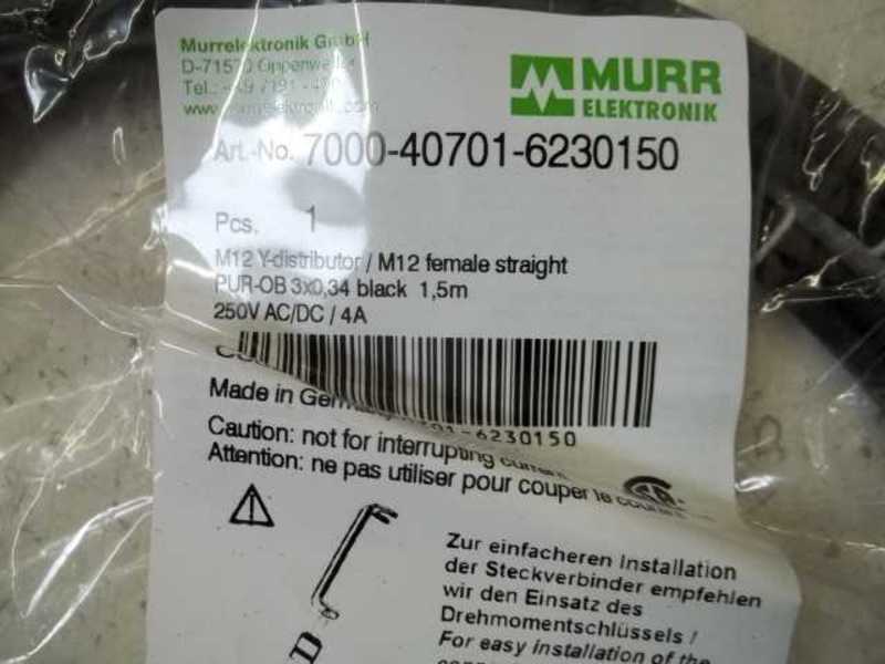 MURR ELEKTRONIK 7000-40701-6230150 M12FEMALE STRAIGHTCABLE NSMP