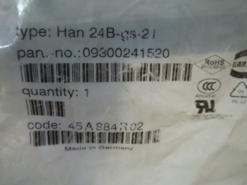 HARTING HAN24B-GS-21 CONNECTOR HOUSING  NSMP