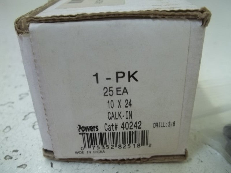 LOT OF 25 POWERS 40242 CALK-IN 10X24 NSMP