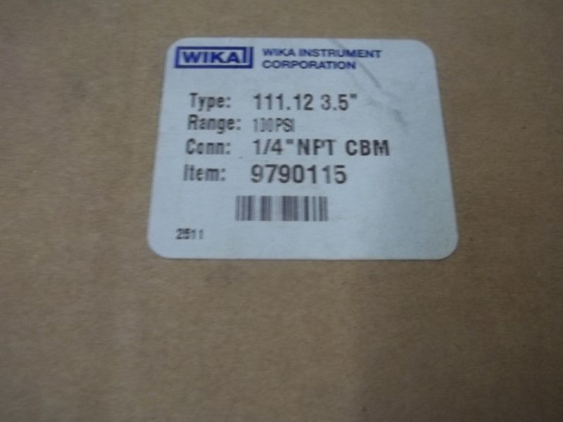WIKA 9790115 111.12 3.5" PRESSURE GAUGE 0-100PSI  NSMP