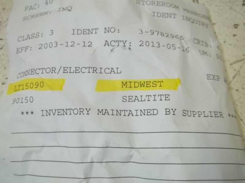 LOT OF 2 MIDWEST LT15090 CONNECTOR NSNP