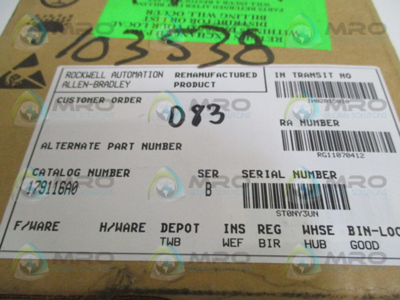 ALLEN BRADLEY 1791-16A0 SER. B I/O BLOCK MODULE (REMANUFACTURED)  NSMP