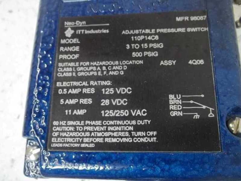 ITT 110P14C6 PRESSURE SWITCH  NSNP