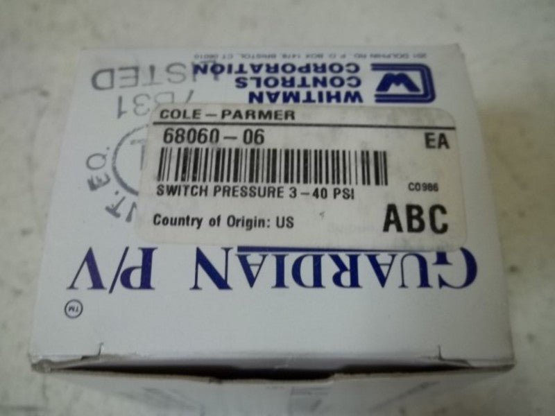 WHITMAN 68060-06 MODEL P88G-4-C15TS PRESSURE SWITCH 3-40PSI  NSMP