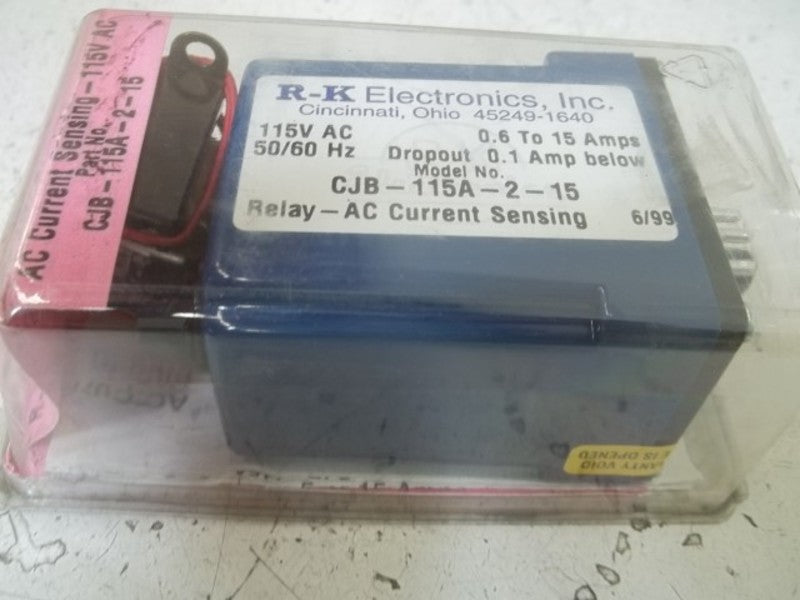 R-K ELECTRONICS CJB-115A-2-15 RELAY-AC CURRENT SENSING  ORIGINAL PACKAGE