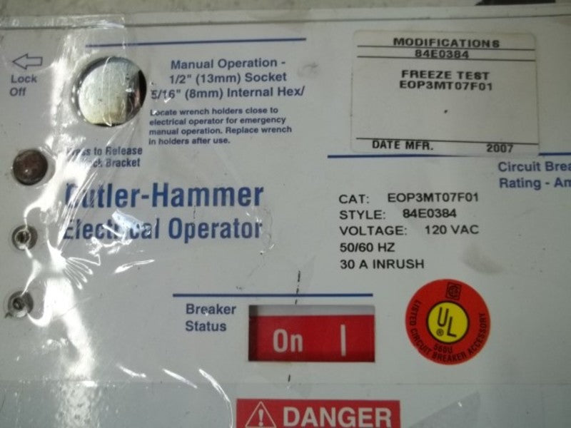 CUTLER HAMMER EOP3MT07F01 ELECTRICAL OPERATOR  UNMP