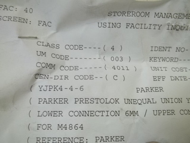LOT OF 6 PARKER CONNECTOR NSNP