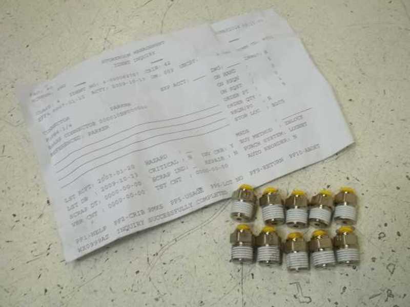LOT OF 10 PARKER F3PB4-1/4 CONNECTOR NSNP