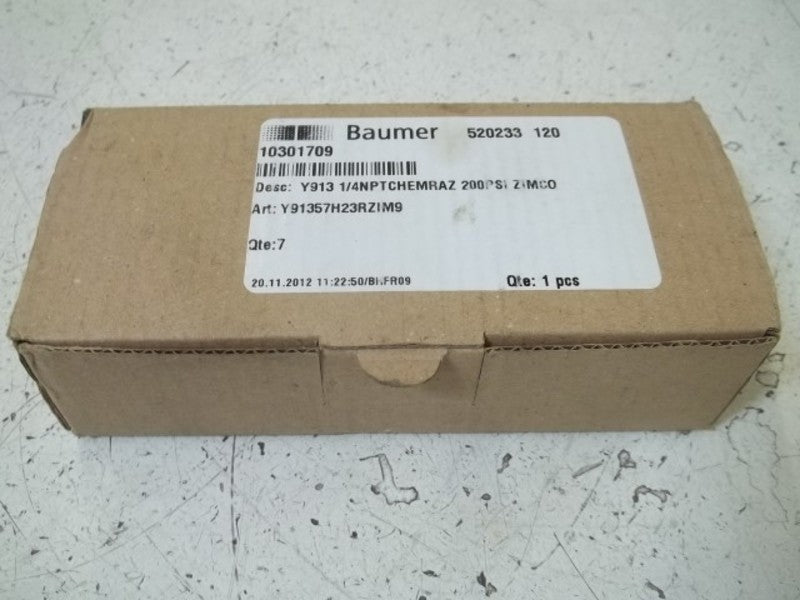 BAUMER Y91357H23RZIM9 PRESSURE TRANSMITTER 0/200PSI  NSMP