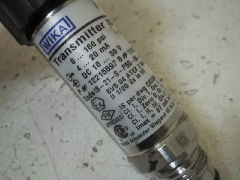 WIKA IS-21-S PRESSURE TRANSMITTER 0-160PSI  UNMP