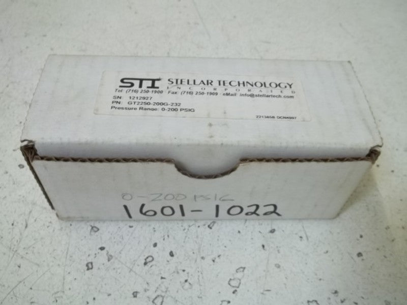 STELLAR TECHNOLOGY GT2250-200G-232 PRESSURE TRANSMITTER 0/200PSIG  NSMP