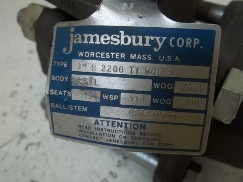 JAMESBURY 1" B 2200 TT M00B SOLENOID VALVE  NSNP