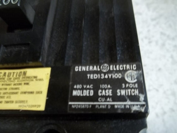 GENERAL ELECTRIC TED134Y100 CIRCUIT BREAKER  UNMP