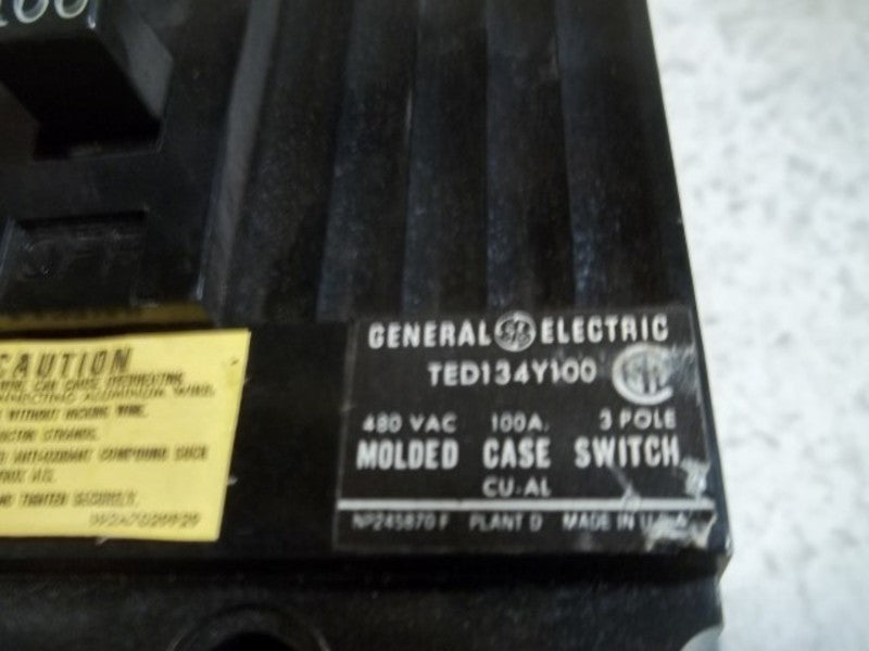 GENERAL ELECTRIC TED134Y100 CIRCUIT BREAKER  UNMP