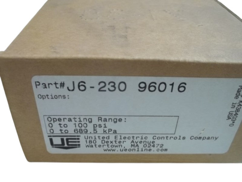 UNITED ELECTRIC J6-23096016 PRESSURE SWITCH 0-100PSI 758.4 KPA  NSMP