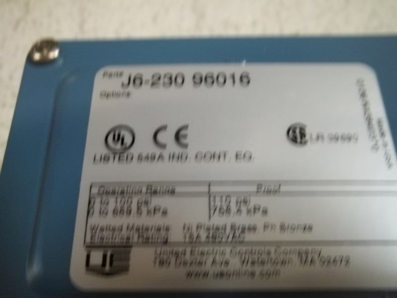 UNITED ELECTRIC J6-23096016 PRESSURE SWITCH 0-100PSI 758.4 KPA  NSMP